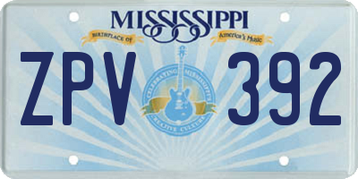 MS license plate ZPV392