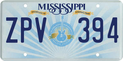 MS license plate ZPV394