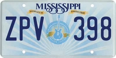 MS license plate ZPV398