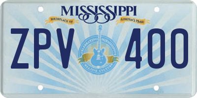 MS license plate ZPV400