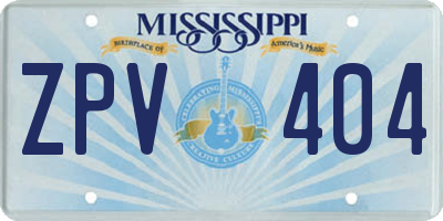MS license plate ZPV404