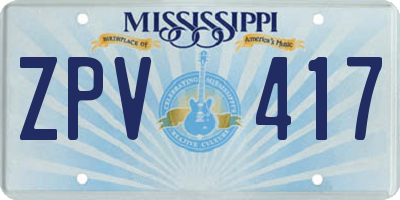 MS license plate ZPV417