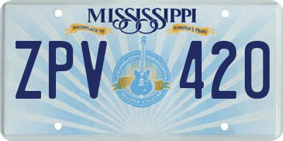 MS license plate ZPV420