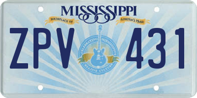 MS license plate ZPV431