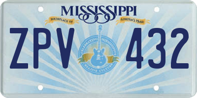 MS license plate ZPV432