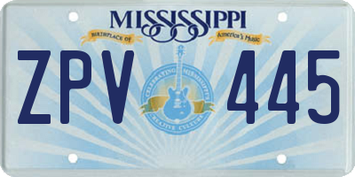 MS license plate ZPV445