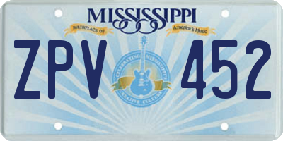 MS license plate ZPV452