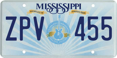 MS license plate ZPV455