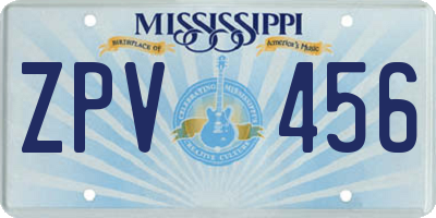MS license plate ZPV456