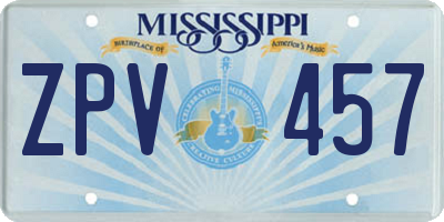 MS license plate ZPV457