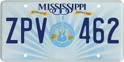 MS license plate ZPV462