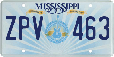 MS license plate ZPV463