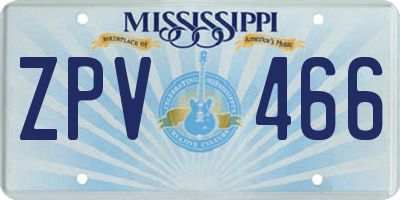 MS license plate ZPV466