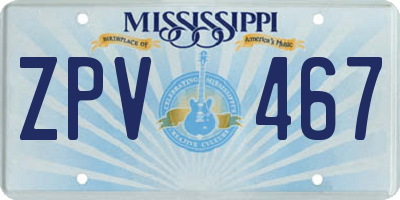 MS license plate ZPV467