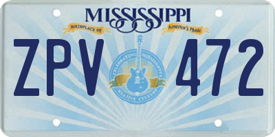 MS license plate ZPV472