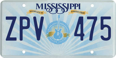 MS license plate ZPV475