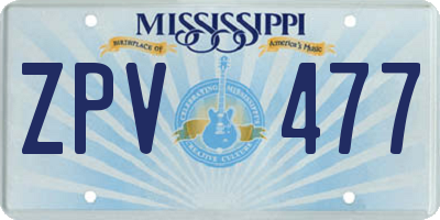 MS license plate ZPV477