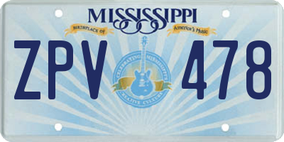 MS license plate ZPV478