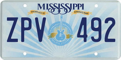 MS license plate ZPV492