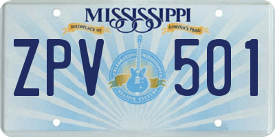 MS license plate ZPV501