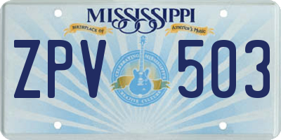 MS license plate ZPV503
