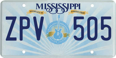 MS license plate ZPV505