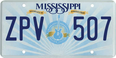 MS license plate ZPV507