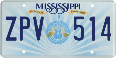 MS license plate ZPV514