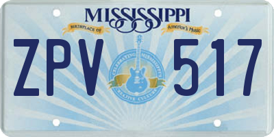 MS license plate ZPV517