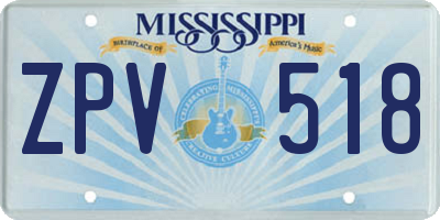 MS license plate ZPV518