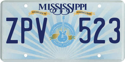 MS license plate ZPV523
