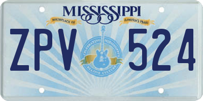 MS license plate ZPV524