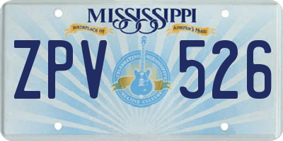 MS license plate ZPV526