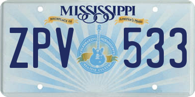 MS license plate ZPV533