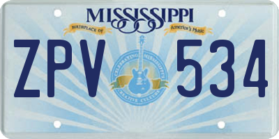 MS license plate ZPV534