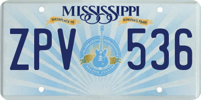 MS license plate ZPV536