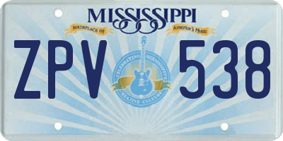 MS license plate ZPV538