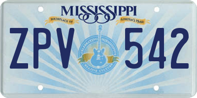 MS license plate ZPV542