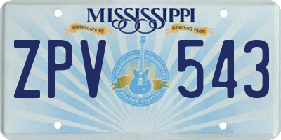 MS license plate ZPV543
