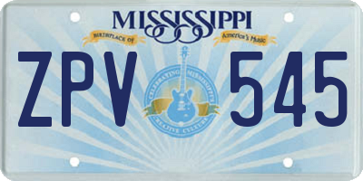 MS license plate ZPV545