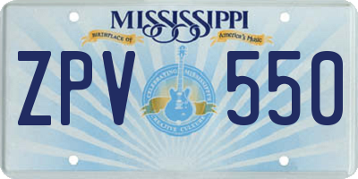 MS license plate ZPV550