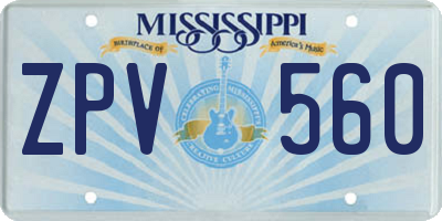 MS license plate ZPV560