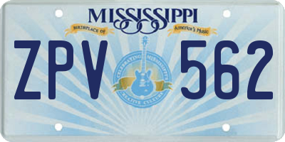 MS license plate ZPV562