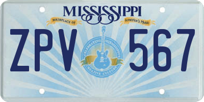 MS license plate ZPV567