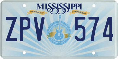 MS license plate ZPV574