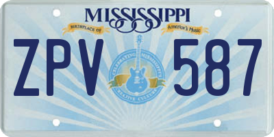 MS license plate ZPV587