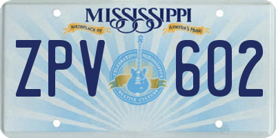 MS license plate ZPV602