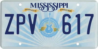 MS license plate ZPV617
