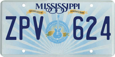 MS license plate ZPV624