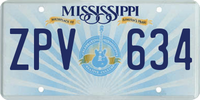 MS license plate ZPV634